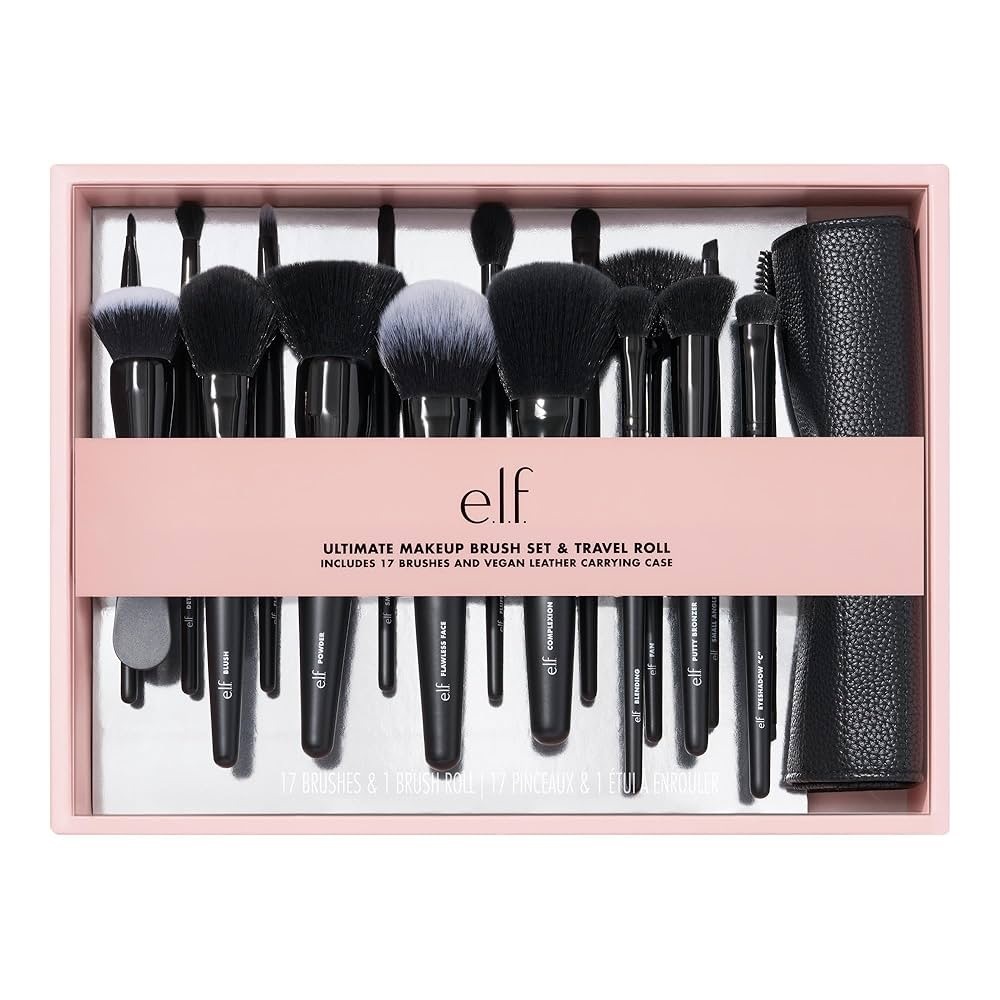 NEW Elf 17 Piece Brush Set + Travel Roll
